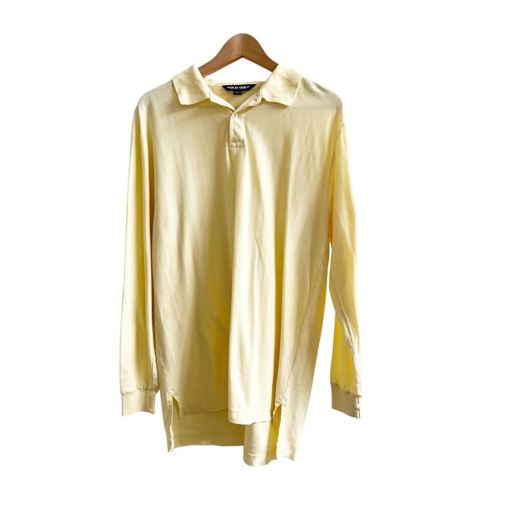 Polo Golf Ralph Lauren Men’s Long Sleeve Butter Yellow Shirt Sz Med Pima Cotton